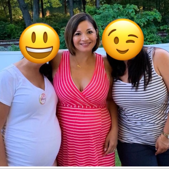 Coral Striped Hi-Low Maternity Wrap Dress - Picture 5 of 5